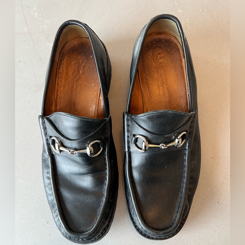 MEN’S GUCCI GOLDTONE HORSEBIT LUG SOLE LOAFER SZ 10 1/2